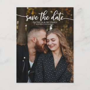 Elegante kalligrafie trouw save the date foto briefkaart