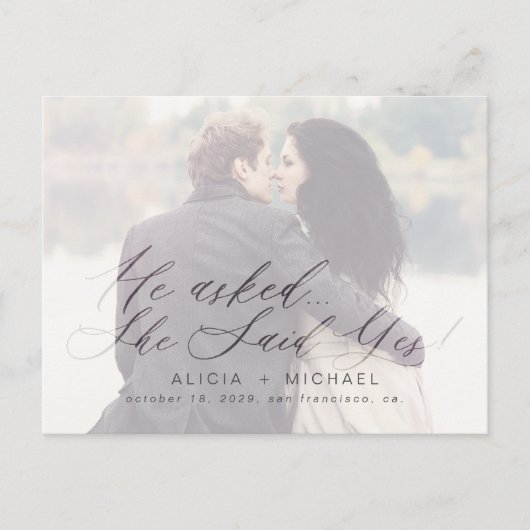 Elegante kalligrafie trouwfoto opslaan de datum aankondigingskaart (Voorkant)