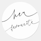 Elegante kalligrafie Trouwtaart Topper voor haar Ronde Sticker (Voorkant)