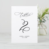 Elegante kalligrafie Trouwtafel nummer 2 Kaart (Staand voorkant)
