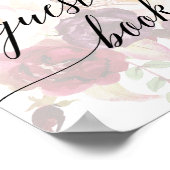 Elegante kalligrafie vervaagde bloem gastenboek bo poster (Hoek)