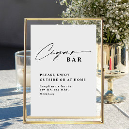 Elegante kalligrafie voorkeur sigaar bar bruiloft  poster