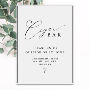 Elegante kalligrafie voorkeur sigaar bar bruiloft poster