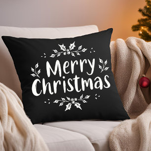 Elegante kalligrafie Vrolijk kerstfeest Holly Berr Kussen