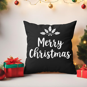 Elegante kalligrafie Vrolijk kerstscript familie Kussen