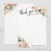 Elegante kalligrafie Waterverf Flowers & Confetti Bedankkaart (Voorkant / Achterkant)