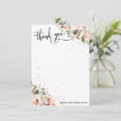 Elegante kalligrafie Waterverf Flowers & Confetti Bedankkaart (Staand voorkant)