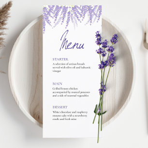 Elegante kalligrafie Waterverf lavendel bruiloft Menu