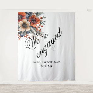 Elegante kalligrafie We zijn verloofd Verlovingsfe Wandkleed