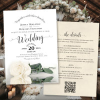 Elegante kalligrafie White Rose QR Code Wedding