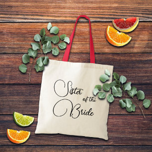 Elegante kalligrafie Zus van de bruid Bruids- Tote Bag