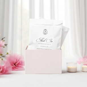Elegante kalligrafie zwart & wit bruiloft monogram bedankzakje