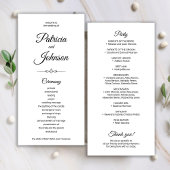 Elegante kalligrafie zwart wit bruiloft programma