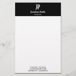 Elegante  kalligrafie zwart wit Sjabloon Briefpapier