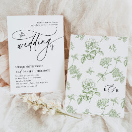 Elegante kalligrafie zwart-wit vintage bruiloft kaart