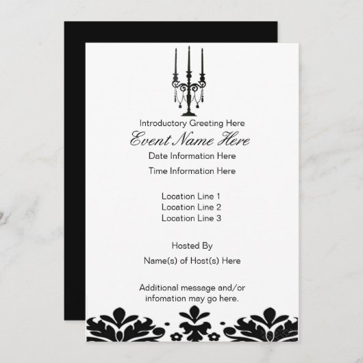 Elegante Kandelaber Uitnodigingen (Voorkant / Achterkant)