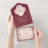 Elegante kant bloemenChinees bruiloft All In One Uitnodiging (Afscheurbaar)