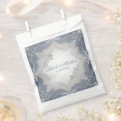 Elegante kant bruiloft op blauwe gradiënt bedankzakje (Geknipt)