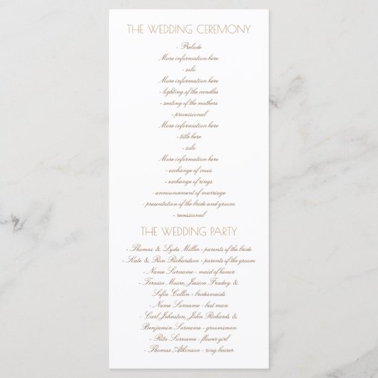 Elegante Kant Goud en Witte Trouwprogramma's Programma (Achterkant)