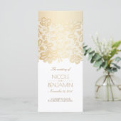 Elegante Kant Goud en Witte Trouwprogramma's Programma (Staand voorkant)