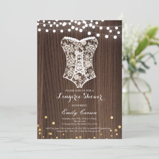 Elegante kant lingerie douche uitnodiging (Staand voorkant)