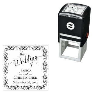 Elegante  kanten rand de bruiloft van zelfinktende stempel