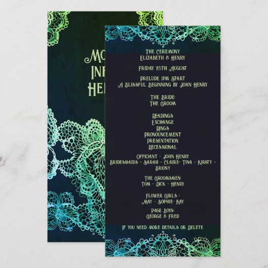 Elegante Kanten Trouwuitnodiging (Voorkant / Achterkant)