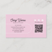 Elegante Kapper Script Roze Minimaal QR Code Visitekaartje (Voorkant)