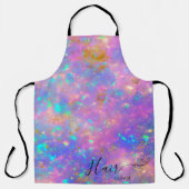 Elegante Kapper Vuur Opal Haarstylist Naam Schort (Voorkant)