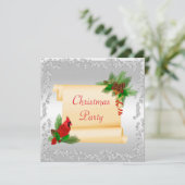 Elegante Kardinaal & Scroll Diamonds Kerstmis Kaart (Staand voorkant)