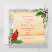 Elegante Kardinaal & Scroll Diamonds Kerstmis Kaart (Achterkant)