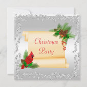 Elegante Kardinaal & Scroll Diamonds Kerstmis Kaart (Voorkant)