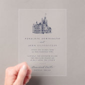 Elegante Kasteelillustratie Bruiloft Acryl Uitnodigingen (Insitu (Draagbaar))