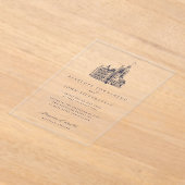 Elegante Kasteelillustratie Bruiloft Acryl Uitnodigingen (Laagn)