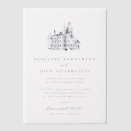 Elegante  Kasteelillustratie Bruiloft Vellum Uitnodigingen