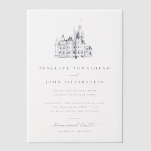 Elegante  Kasteelillustratie Bruiloft Vellum Uitnodigingen