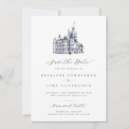 Elegante kasteelillustratie Formele bruiloft Save The Date