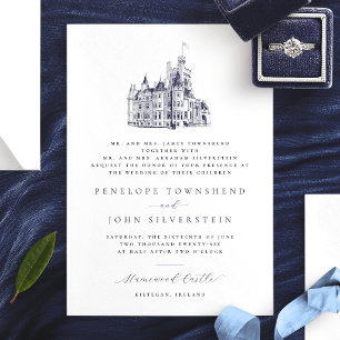 Elegante Kasteeltekening Ouders Houden Huwelijk Kaart