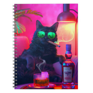 Elegante Kat Drinkt Whiskey Grappige Bar Notitieboek