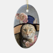 ELEGANTE KAT, GROOT DIVA HOED, ROZEN Valentijns So Keramisch Ornament (Rechts)