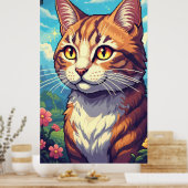 Elegante kat met sprankelende gouden ogen poster (Keuken)