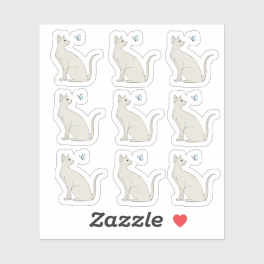 Elegante kat met vlinder sticker (Vel)