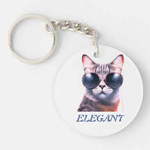 elegante kat met zonnebril Acryl sleutelhanger