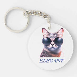 elegante kat met zonnebril Acrylische Sleutelhange Sleutelhanger