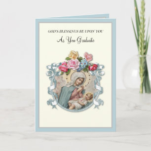 Elegante katholieke afstudeercard met Maagd Maria  Kaart