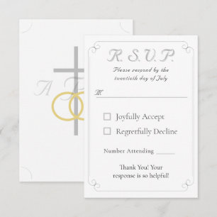 Elegante katholieke geborduurde antwoordkaart voor RSVP kaartje