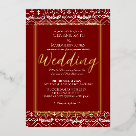 Elegante katholieke huwelijksuitnodiging folie uitnodiging