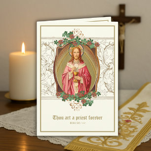 Elegante katholieke priester jubileum wijding  kaart
