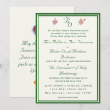 Elegante katholieke trouwuitnodiging Twee harten