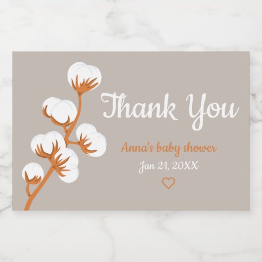 Elegante katoentak "Dank u" aangepaste mousserende Sparkling Wijnetiket (Enkel label)